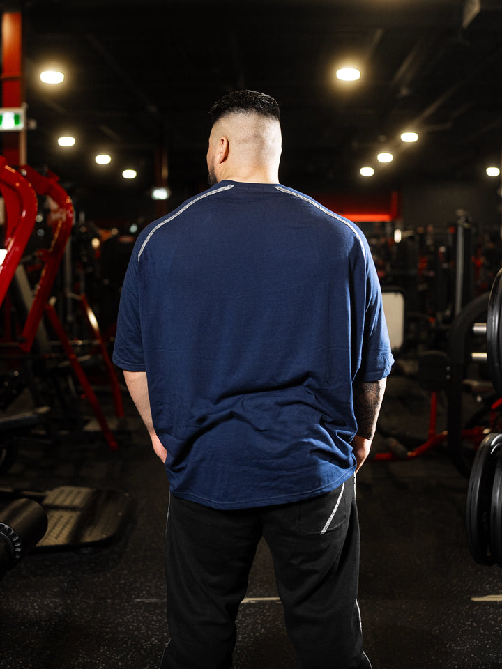 Bodybuilder Wearing Lion Oversized Gym T-shirt#color_navy